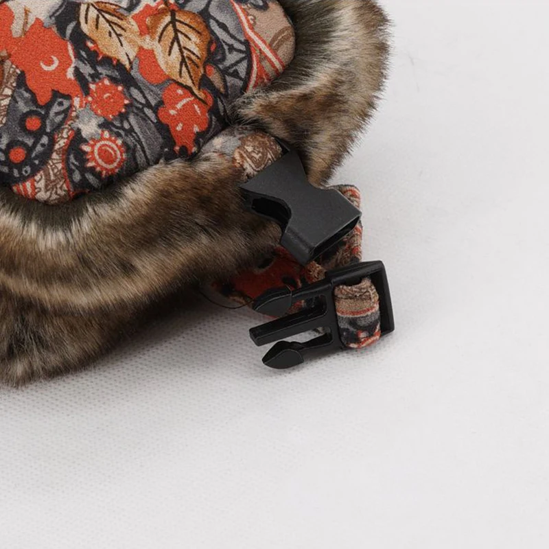 Женская зимняя шапка с бомбером "Флорал" из шерсти с мехом, русская ушанка с утеплителем, теплые бохемские шапки с ушками.