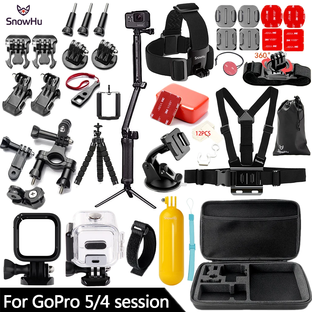 SnowHu для Gopro Hero 5/4 Session набор аксессуаров Tripod3 Way Monopod Go pro 4/5 аксессуары 4S GS70 |