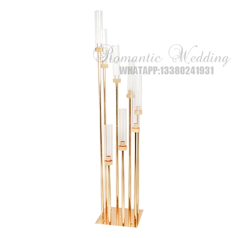 Современный 8 головок золотистого металла подсвечники 39 см в высоту Стильный