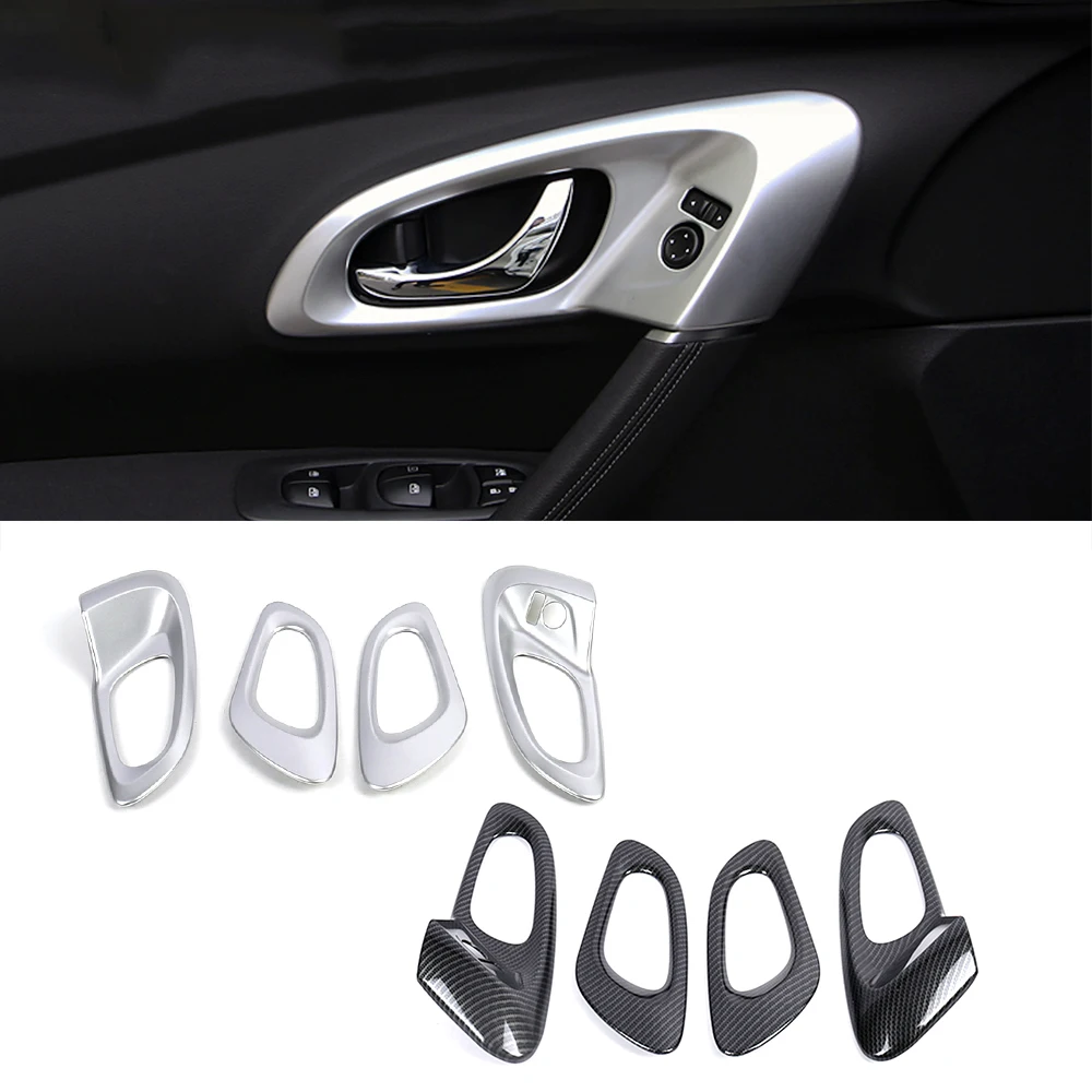

Внутренняя дверная ручка для Renault Kadjar 2015-2019, крышка чаши, дверная застежка, внутренние молдинги, матовое серебристое покрытие из углеродного волокна
