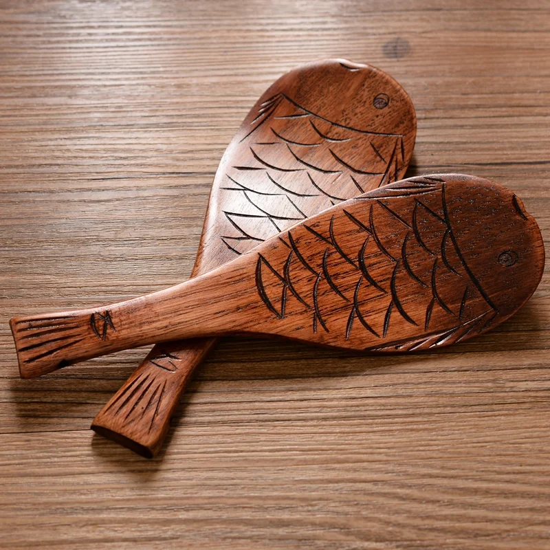 Искусственная деревянная ложка в японском стиле креативные милые рыбки кухонные