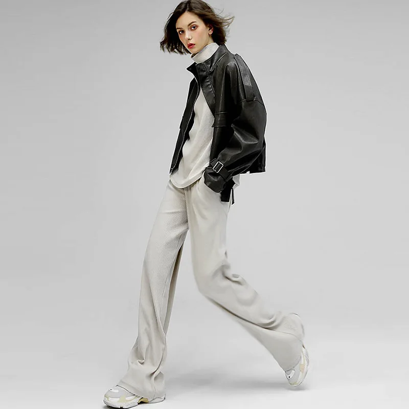 Овчины кожаная куртка пальто из натуральной кожи Сезон весна-осень Больших