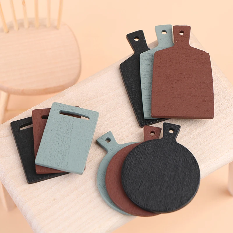 

3 шт./компл. 1:12, деревянная обеденная мини-тарелка для кукольного домика, поднос для торта, пиццы, кукольный кухонный декор, аксессуары для ку...