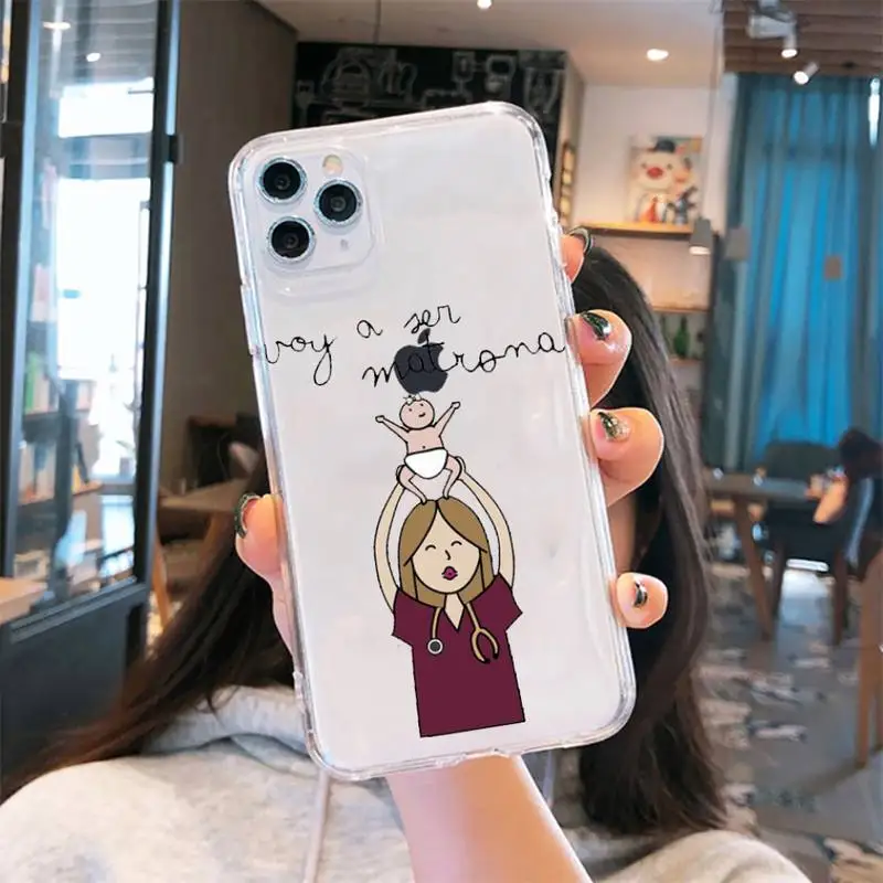 

Doctor nurse medicine cartoon Phone Case Transparent for iPhone 6 7 8 11 12 s mini pro X XS XR MAX Plus cover funda shell