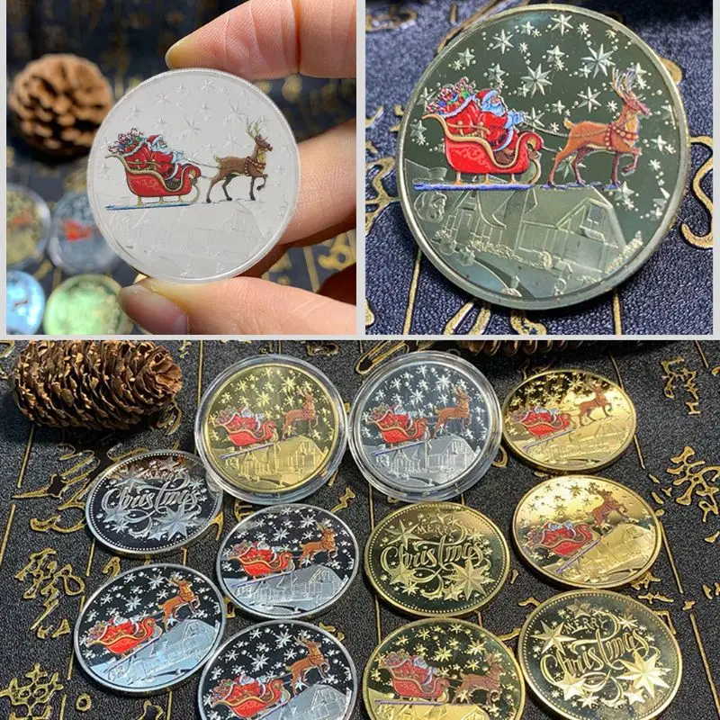 2020 цветные рождественские памятные монеты с санта клаусом сувенир коллекционное