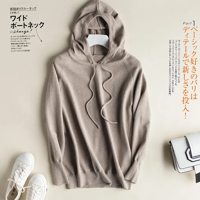 Женский пуловер с капюшоном осенние и зимние модели длинными рукавами Свободный