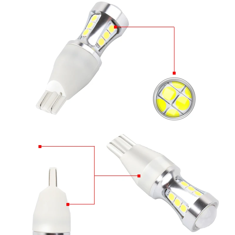 W16W T15 светодиодные лампы Canbus без ошибок 18SMD 3030 чипы с объективом светодиодный ные