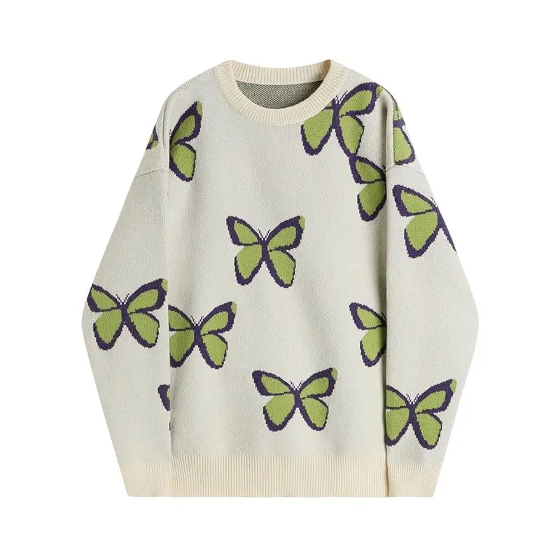

Sweater For Women Loose Casual Print O-Neck Knitted Pullovers Female Elegant Oversized Harajuku Streetwear Y2K Floral Jumper