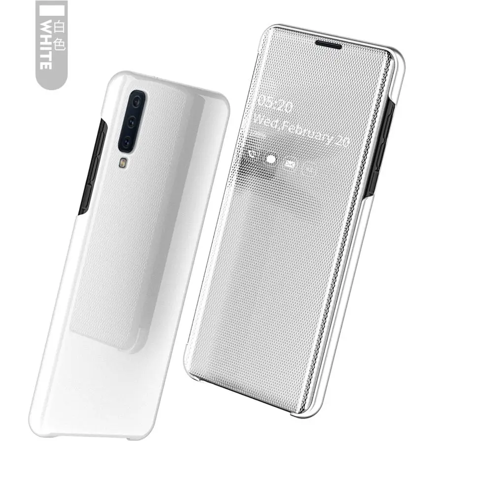 white Для samsung Galaxy A50 A70 A30 A750 A7 зеркальный флип-чехол для макияжа тонкий модный умный чехол для мобильного телефона - Цвет: white