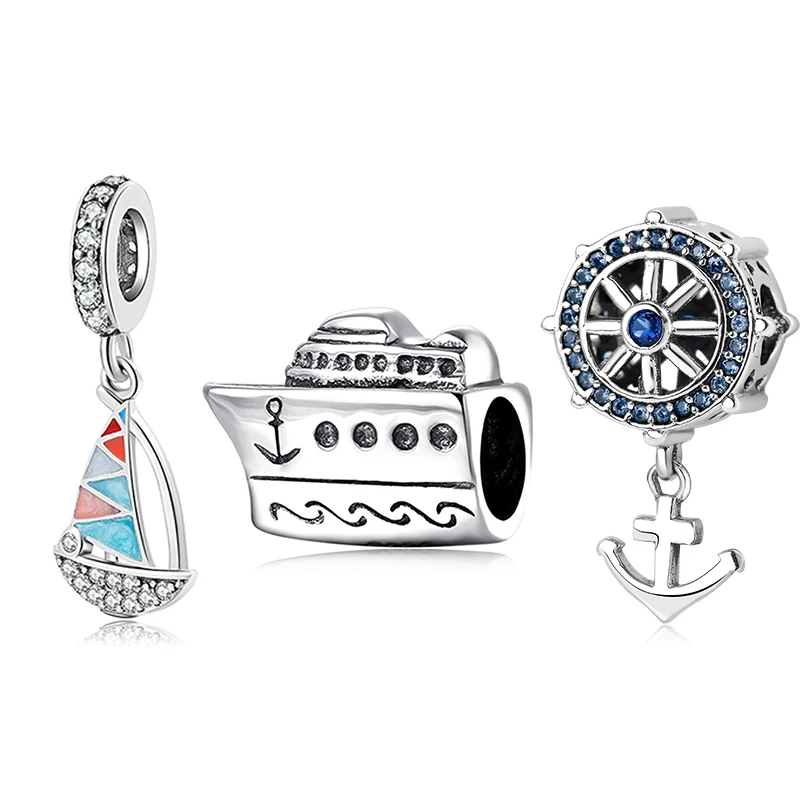 Новая аутентичная обувь эмалью в виде кораблика серебряные серьги