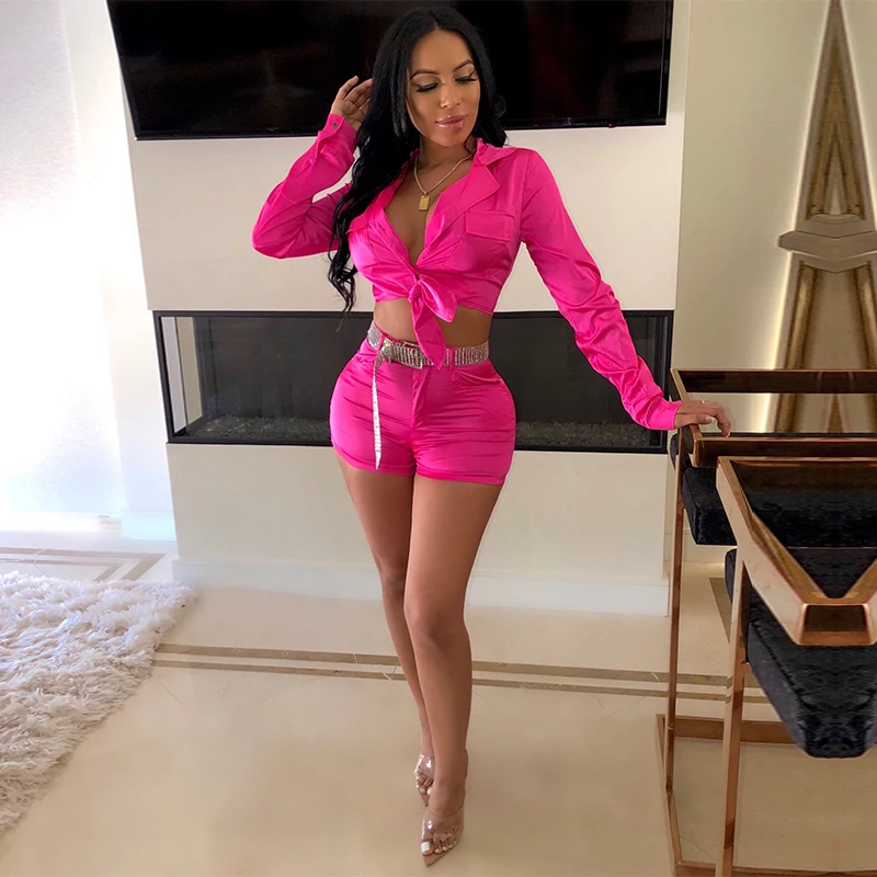 Tmustobe сексуальный флуоресцентный комплект из двух предметов женский укороченный