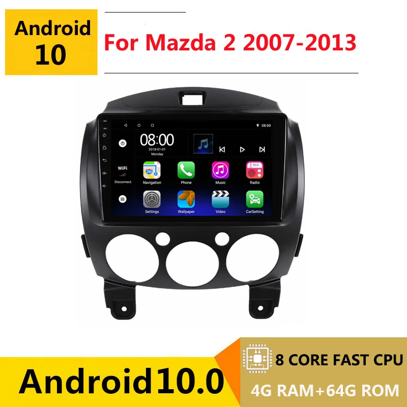 

Автомагнитола 2 din, 8 ядер, android 10, Автомагнитола для Mazda 2, 2007, 2008, 2009, 2010, 2011, 2012, навигация GPS, DVD, мультимедийный плеер