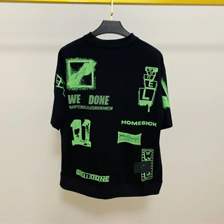 

Футболка граффити WE11DONE, Летние Стильные мужские и женские классические топы Welldone, футболка оверсайз, одежда