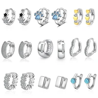 xiyanike silver color cubic zirconial love heart star geometry hoop earrings female engagement gift party accessories