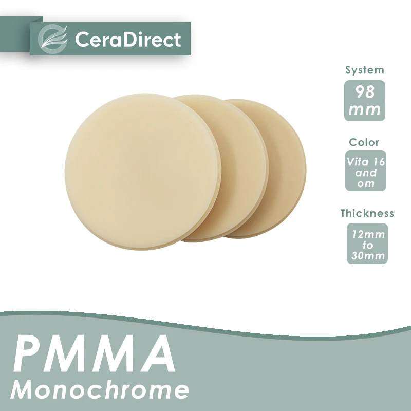 Ceradirect Monochrome  PMMA Block Open System (98mm)-12mm（5pcs）——for dental lab CAD/CAM