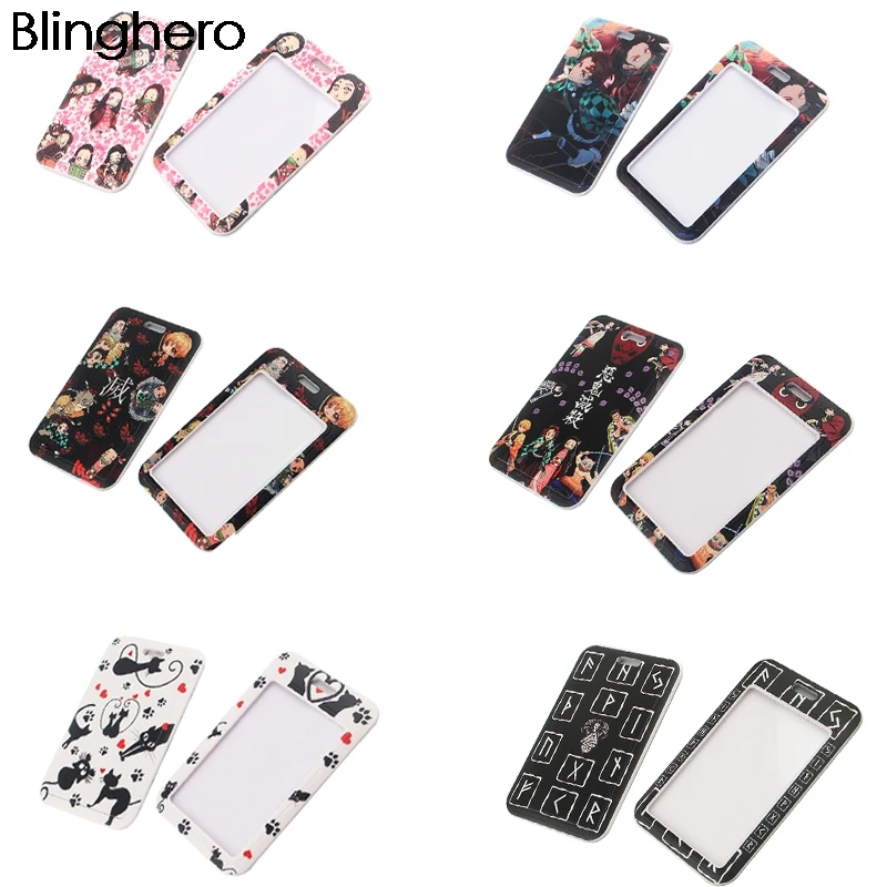 

20pcs/lot BH1276 Blinghero Anime ID Card Holder Name Cartoon Cat Credit Card Holder Neck Strap Card ID Holders Identity Badge