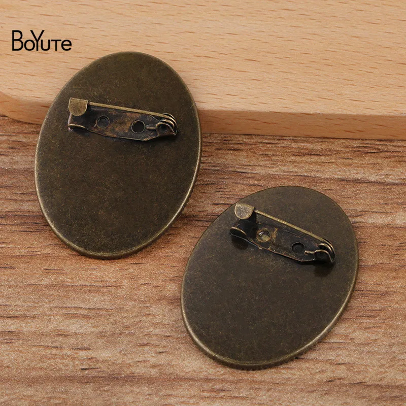 BoYuTe (10 Pieces/Lot) Oval 30*40MM Cabochon Base Blank Tray Settings Oval Antique Bronze Plated Vintage Brooch Blanks images - 6