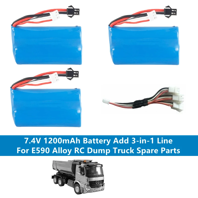 

E590 Alloy Remote Control Dump Truck Spare Parts 7.4V 1200mAh Battery / Three-In-One For E590 1:20 16CH RC Vehicle Accessories