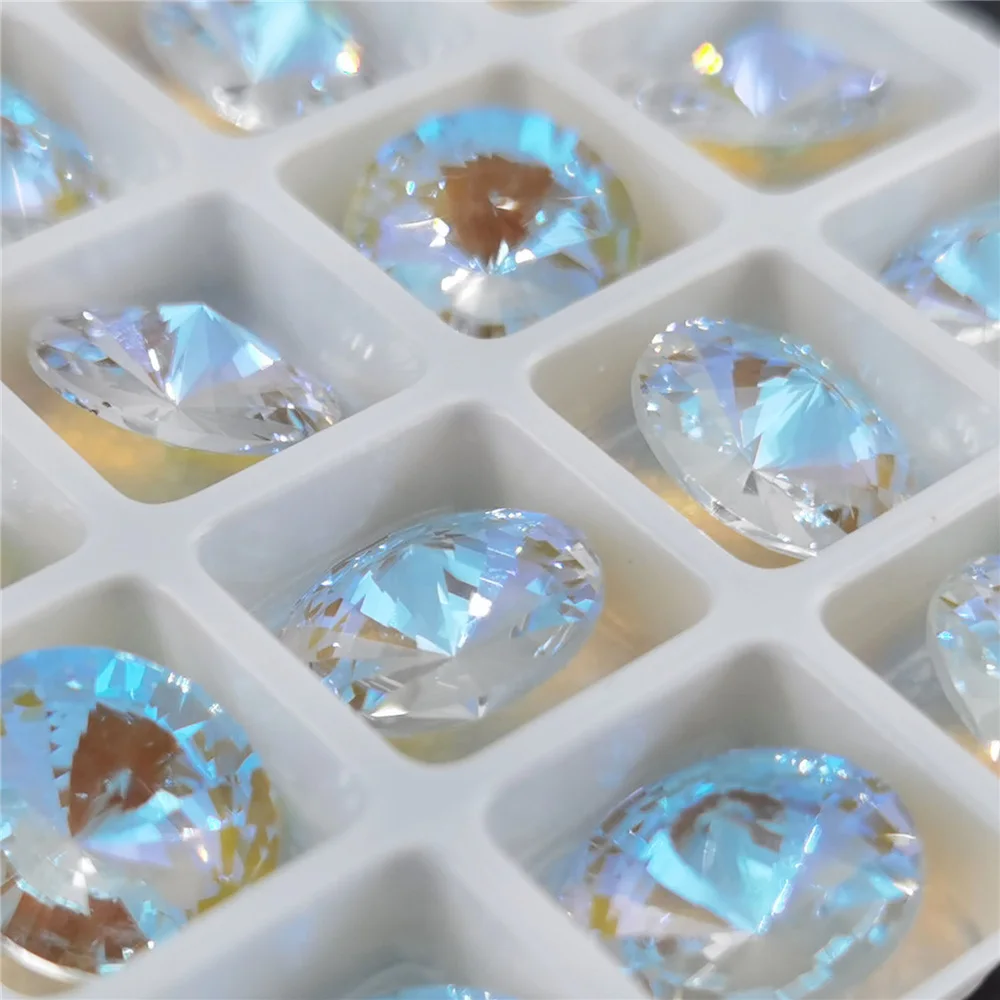 Кристалл риволи прозрачный AB k9 стеклянная с украшением в виде кристаллов Стразы