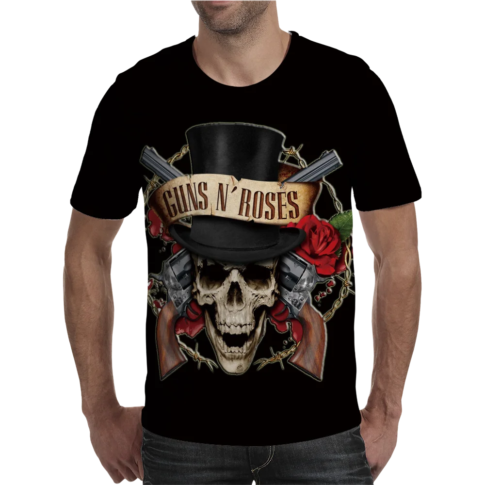 Футболка мужская с принтом черепа брендовая Готическая рубашка коротким рукавом 3D в стиле хип хоп|Мужские