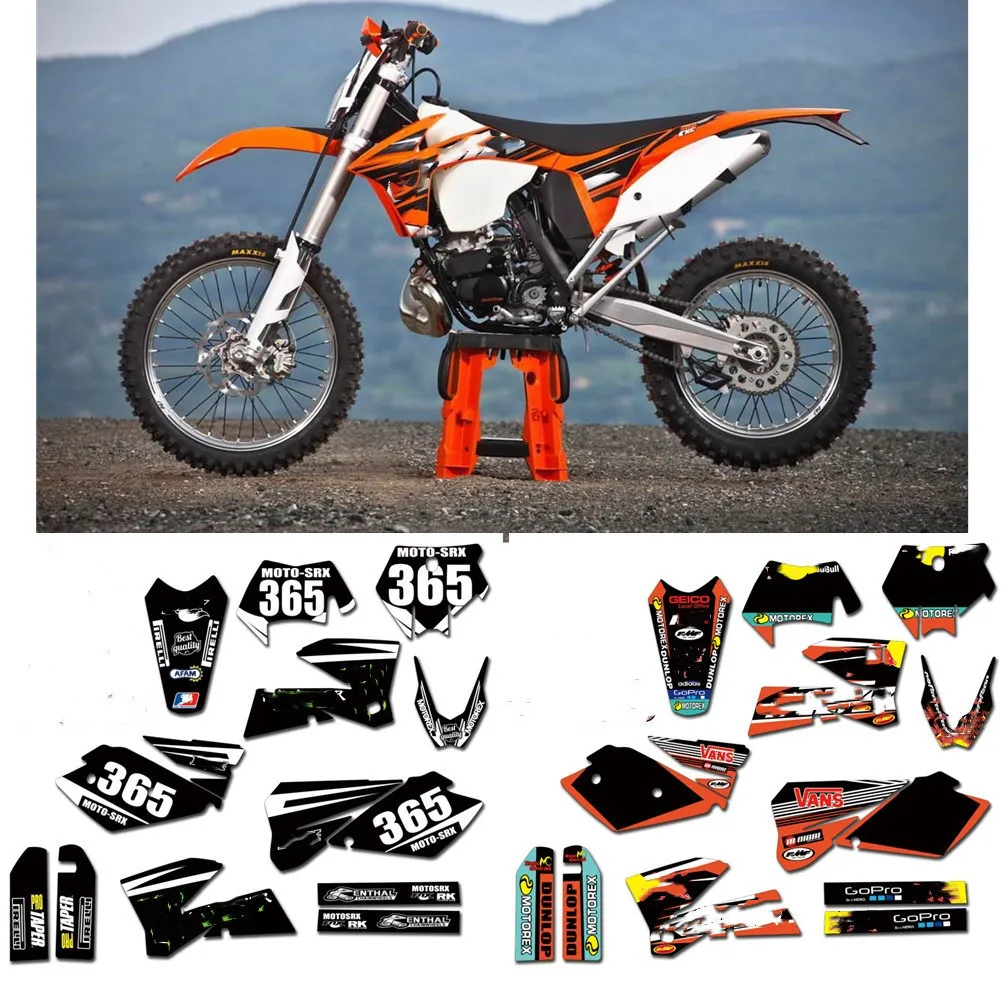 Бесплатная графика команды на заказ наклейки для KTM 200 250 300 400 450 525 EXC XCW XCF XC-F XCFW EXCR MXC