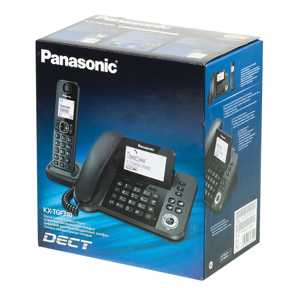 Радиотелефон PANASONIC KX-TGF310RUM+доп проводной телефон память 100 ном АОН повтор