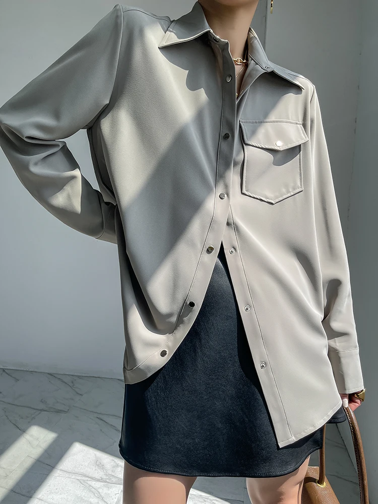 

Summer 2021 new single-pocket drape minimalist shirt