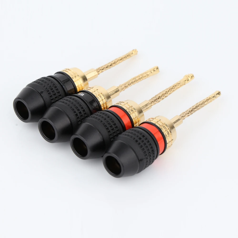 8Pcs Preffair High Quality BA1465 Speaker 2mm Pin Copper Wire Braided Banana Plugs Connector HIFI Speaker Cable Plug