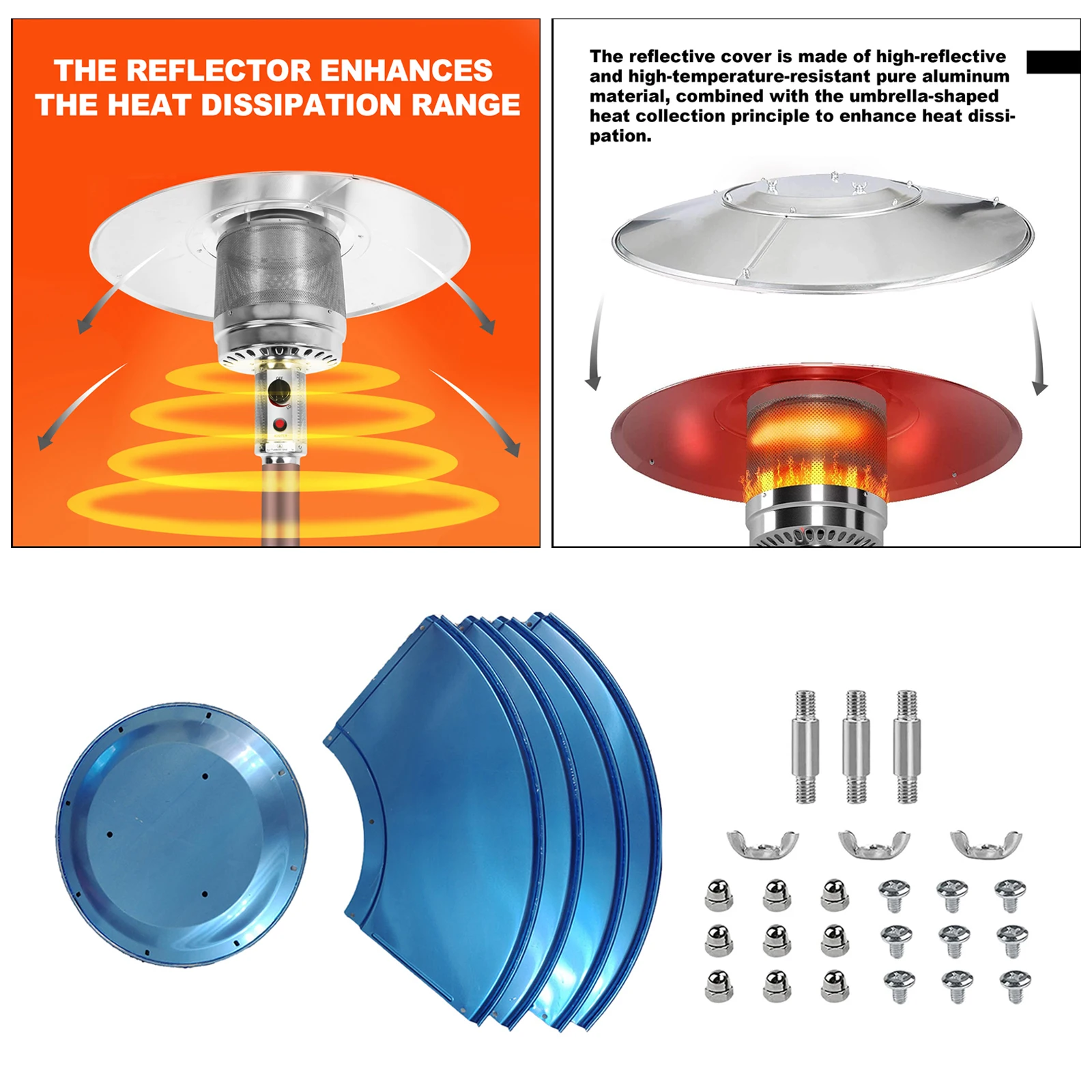 

Universal Propane Patio Heater Heaters Head Replacement Aluminum Center Heater Umbrella Outdoor Panels Reflector Shield