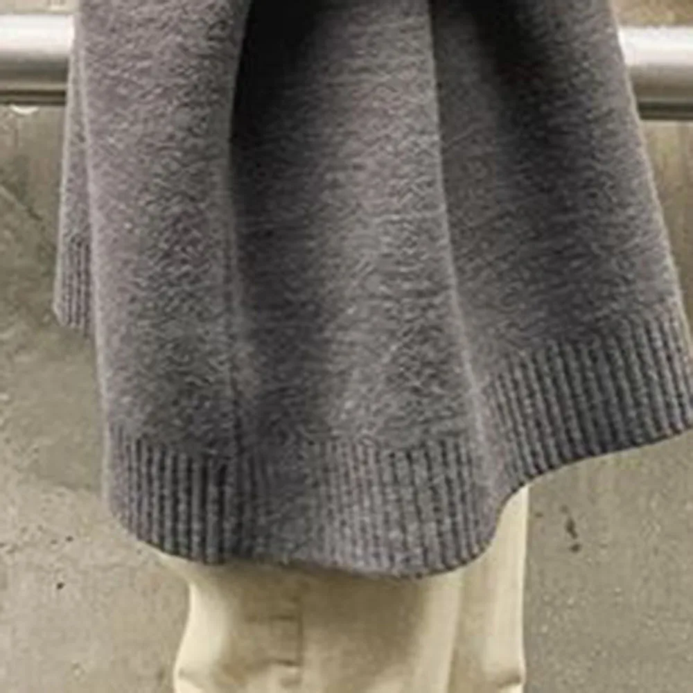 

Spring High Neck Knitted Hoodies Women Thick Warm Solid Gray Loose Turtleneck Pullovers Korean Basic Causal Sweatshirt Tops