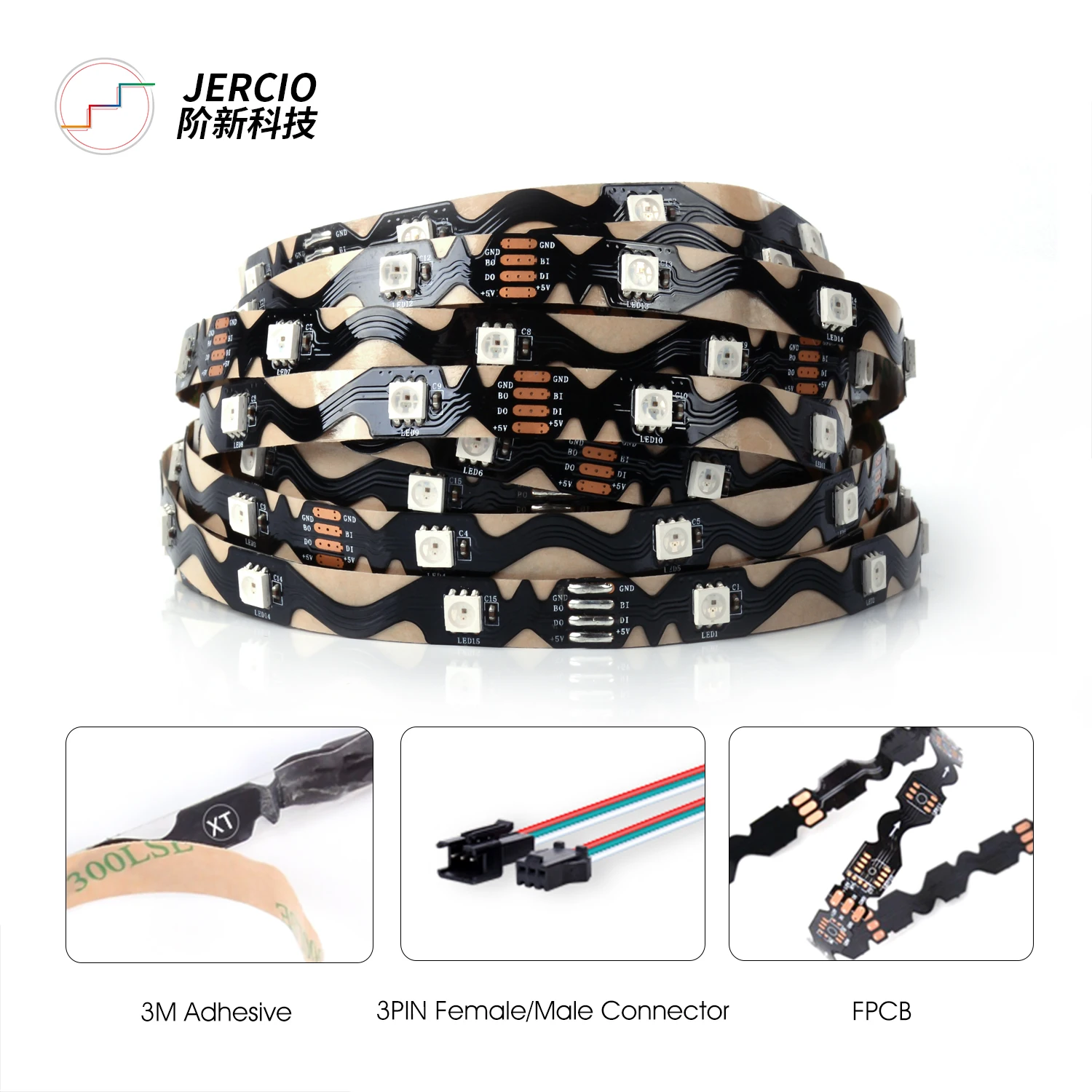 S образная Светодиодная лента DC5V SMD5050 WS2812b SK6812 30 светодиодов/м точки прерывания