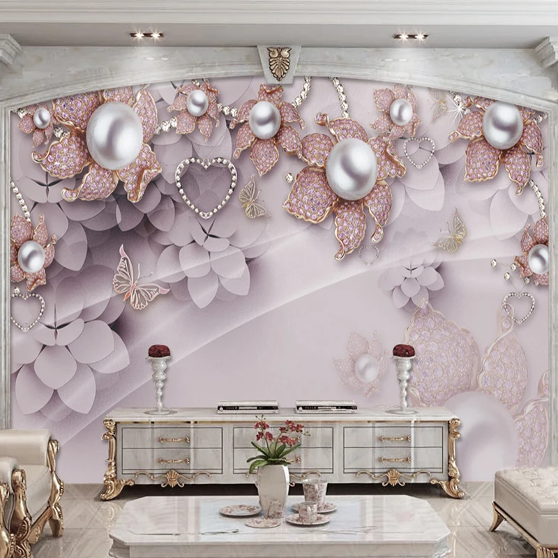 Роскошные 3D тисненые фиолетовые цветочные ювелирные обои для фотосъемки постер