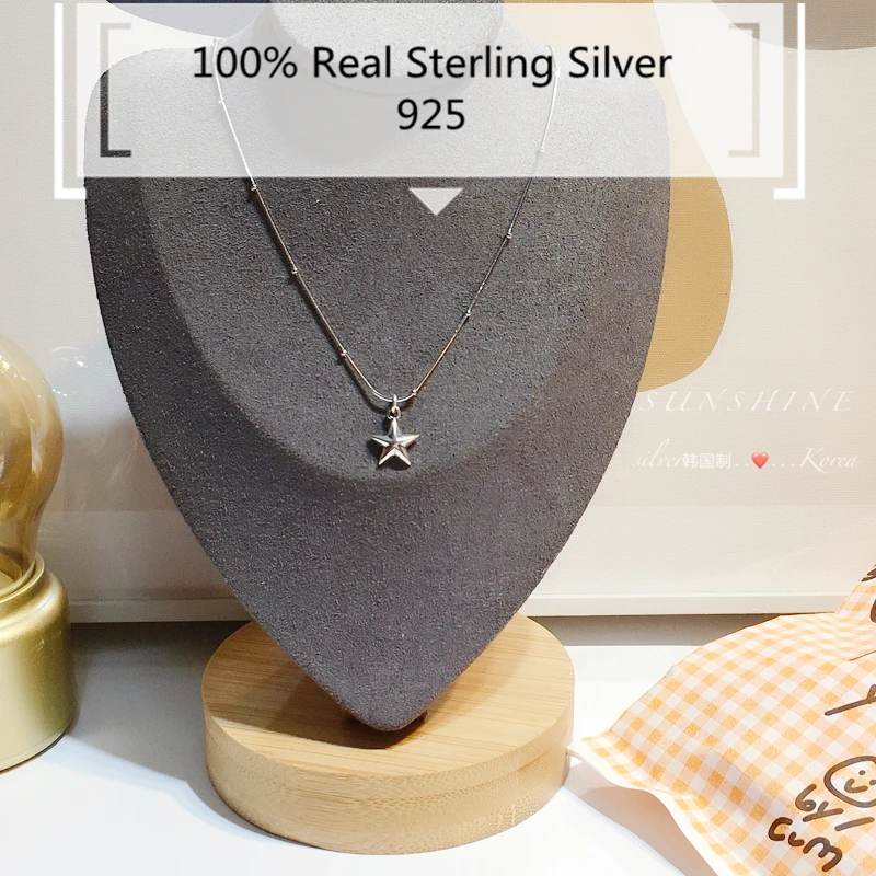 

100% Silver 925 Jewelry for Girls Gift Korean Dongdaemun Short Chain on Neck Silver Star Pedant Choker Plata de Ley 925 Collares