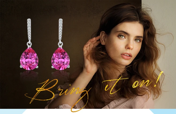Jewelrypalace Роскошные 7ct создано розовый сапфир Висячие серьги 925 серебро Красивые ювелирные изделия воды Висячие серьги для Для женщин подарок