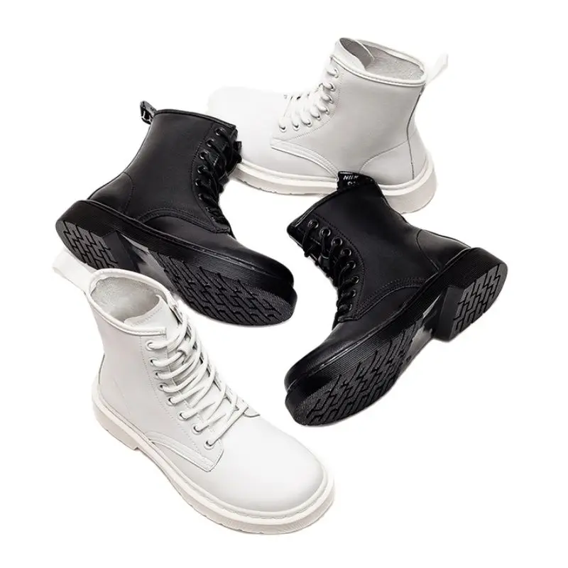 

Женские белые ботильоны мягкие, из кожаного спилка, мотоциклетная Женская осенне-зимняя обувь, женская весенняя обувь в стиле панк