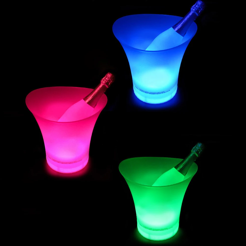 

Cool Barware Supplies For Beer Kitchen Tools Ice Bucket Bar Colorful Gradient Fabala Luminous 5L KTV Plastic