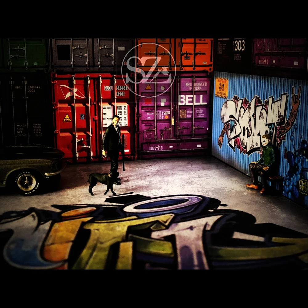 

1:64 Car Model Diorama Container Terminal Scenery Park Display Photo Background Diorama 1/64 Display