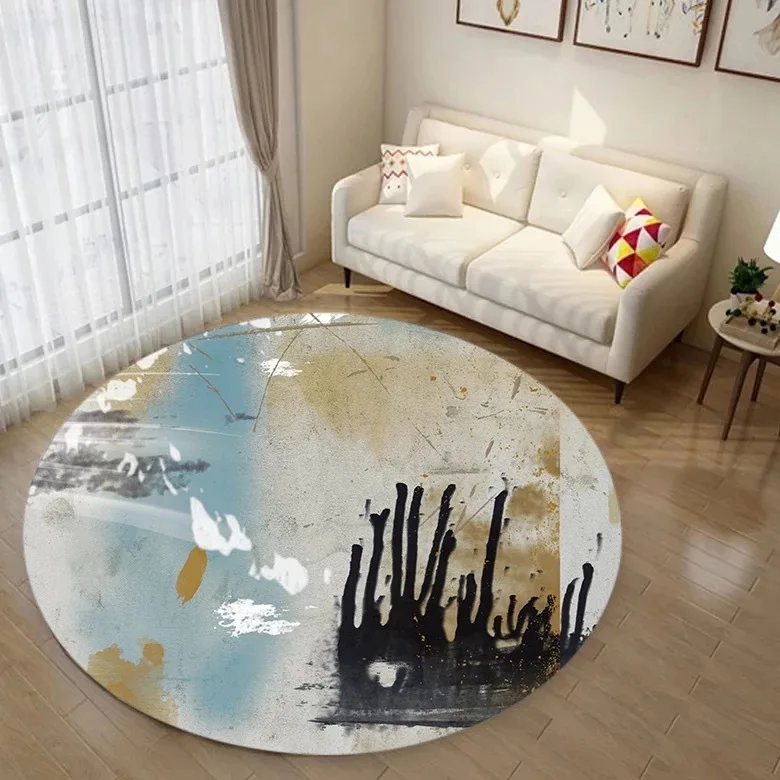 

Nordic simple modern round carpet living room tea table bedroom hanging basket computer chair cushion new Chinese style retro ca