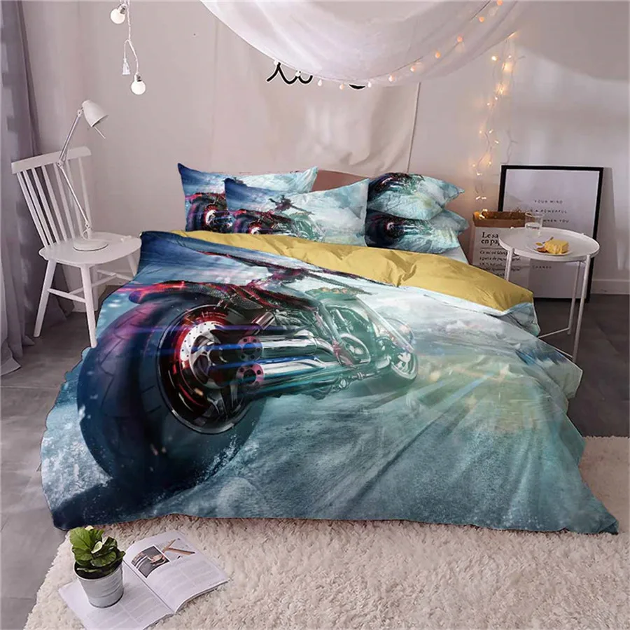 HELENGILI 3D Постельное белье с принтом &quotмотоцикл&quot постельное Bedcloth Наволочка на