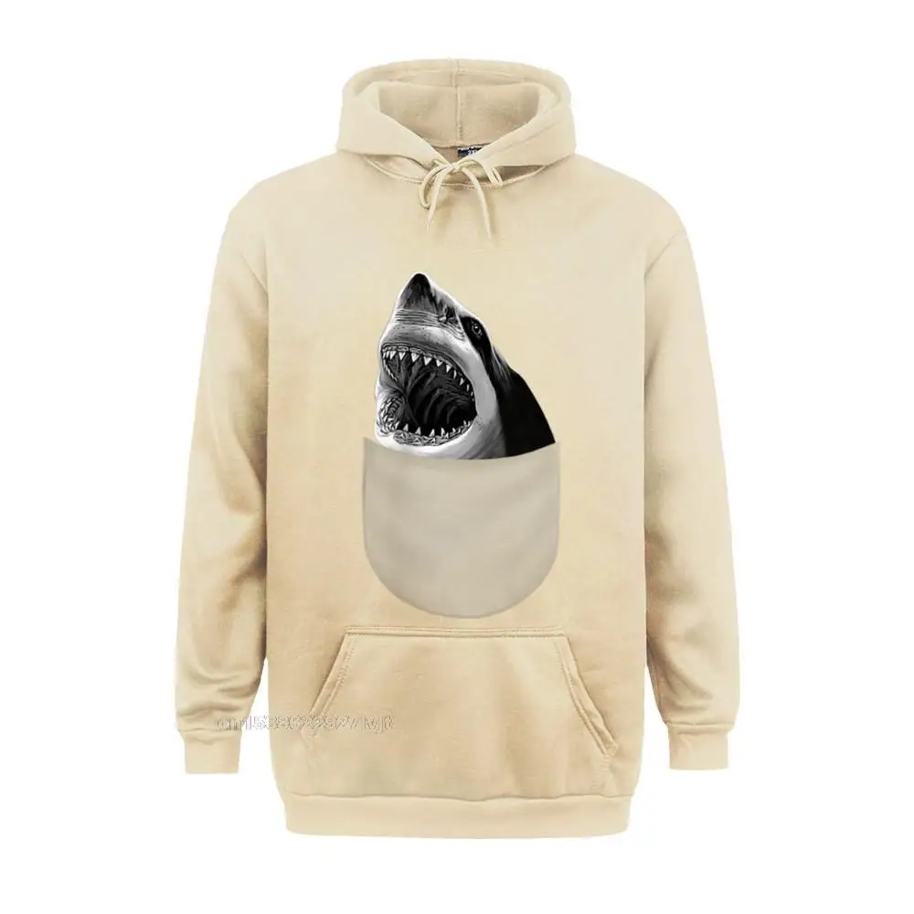Hoodie Great White Shark Burst Out From Pocket Fashion Mens Hooded Hoodies Hoodies Cotton Casual