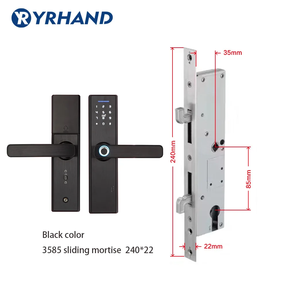3585 sliding mortise Отпечаток пальца, смарт-карта, цифровой код, электронный дверной замок, домашний врезной замок безопасности с 5 врезными размерами - Цвет: 3585 sliding mortise