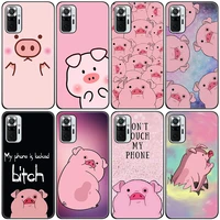 cartoon cute pig silicone phone case for xiaomi redmi note 11 10 9 8 pro 11t 10t 10s 9s 8t 9 9a 9c 9t black soft cover coque