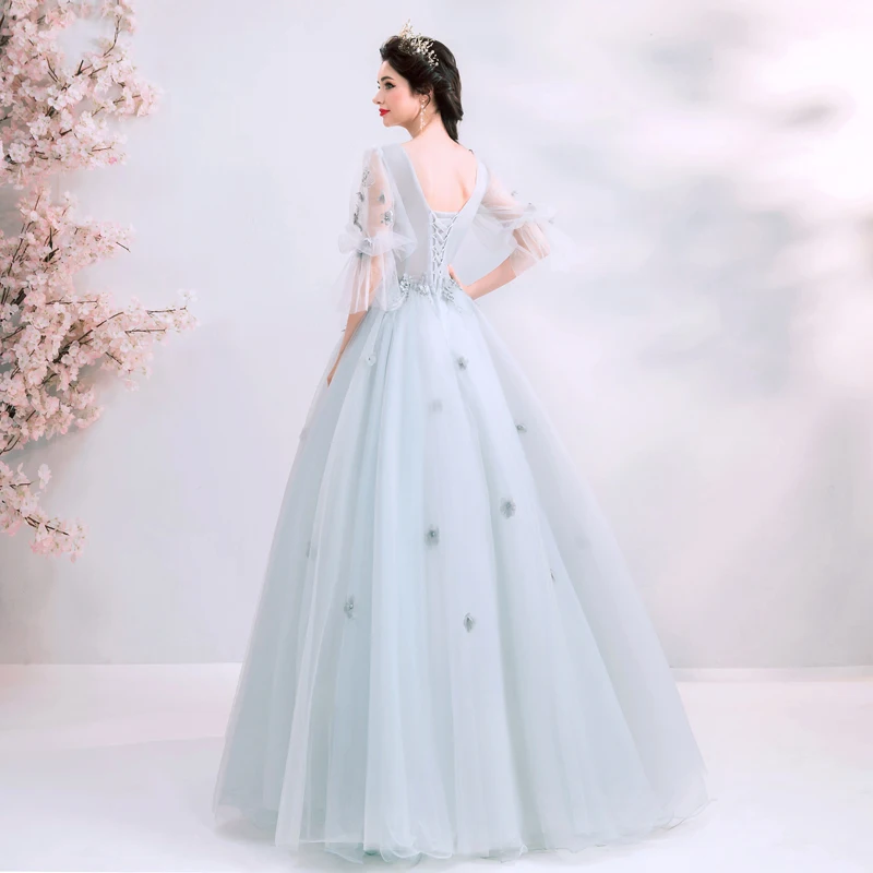 Элегантная аппликация принцесса свадебные платья половина рукава 3D цветы