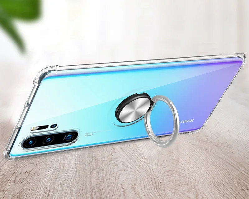 Чехол для huawei P30 чехол P20 Pro ударопрочный прозрачный Стенд колец на палец