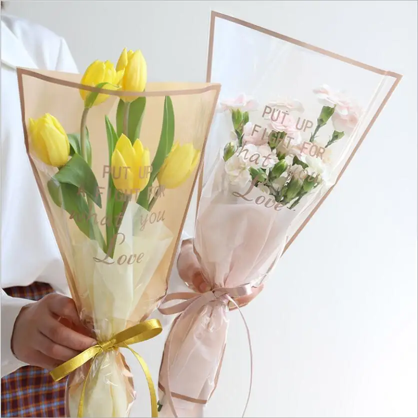 

50pcs Transparent Single Rose Packaging Bag Valentine's Day Gift Bouquet Packaging Bags Floral Flower Shop Packing Bag