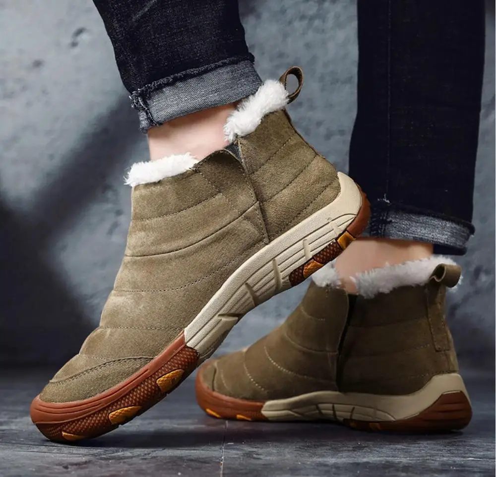 Теплые Зимние ботильоны Плюшевая обувь для русской зимы Водонепроницаемые