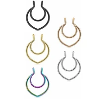 gold heart stainless steel earrings fake nose ring stud piercing septum ear hoop body jewelry for women earring set h6