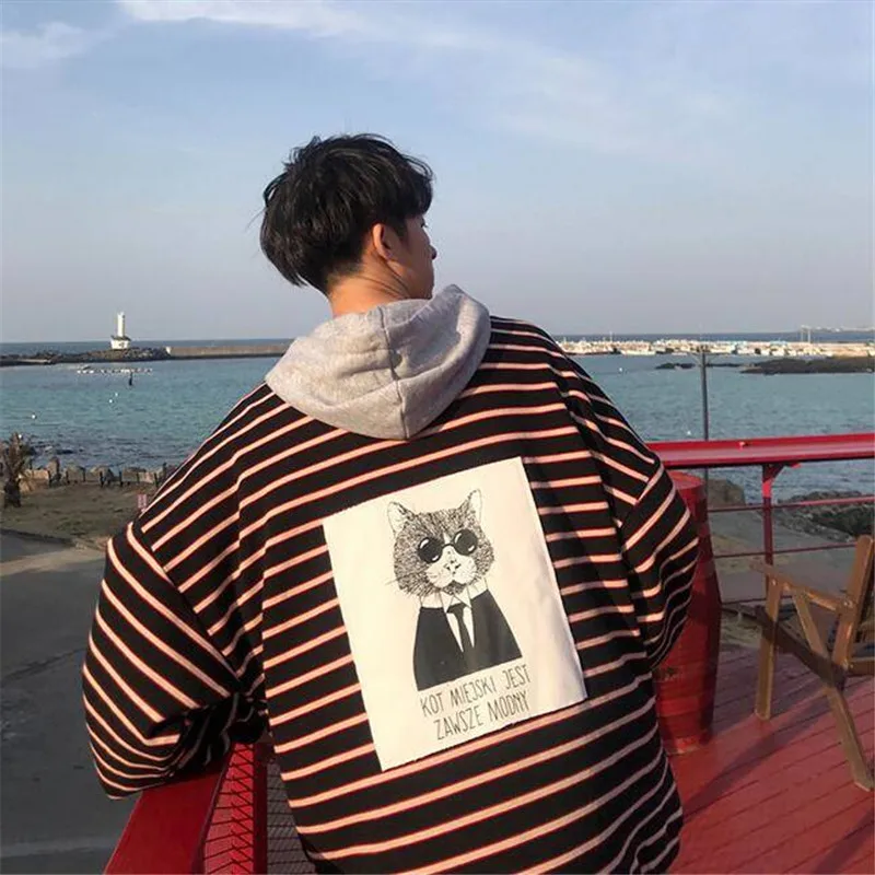 Повседневная Толстовка Мужская толстовка осенне зимние толстовки в полоску с