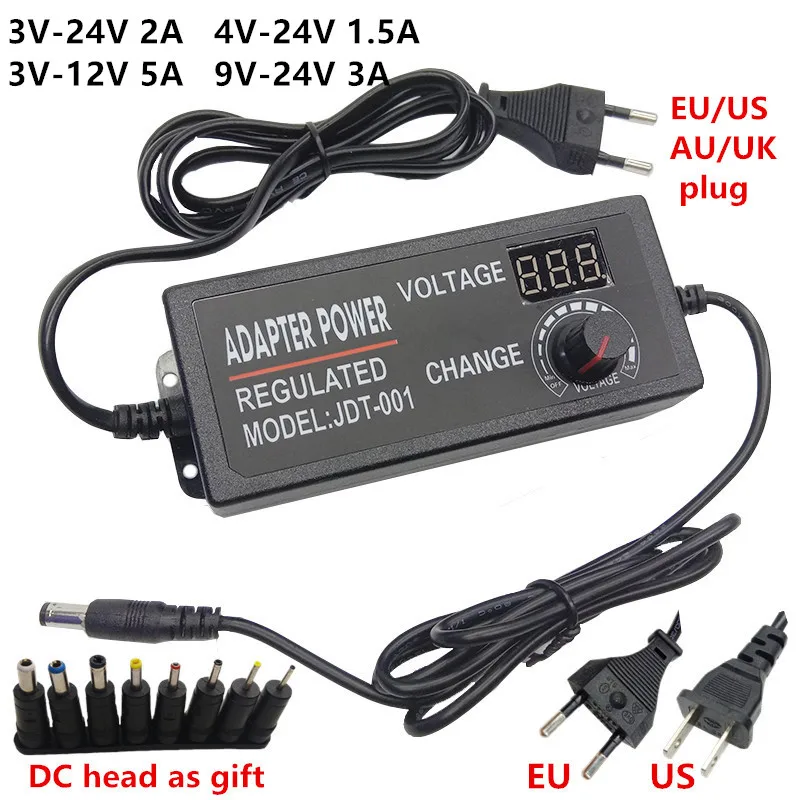 Регулируемый адаптер питания постоянного тока 4 в 5 6 9 12 В 14 16 18 22 24 Универсальный