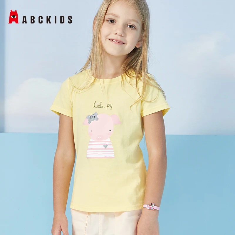 ABCkids/детская одежда Летние футболки для девочек с рисунком поросенка Футболки